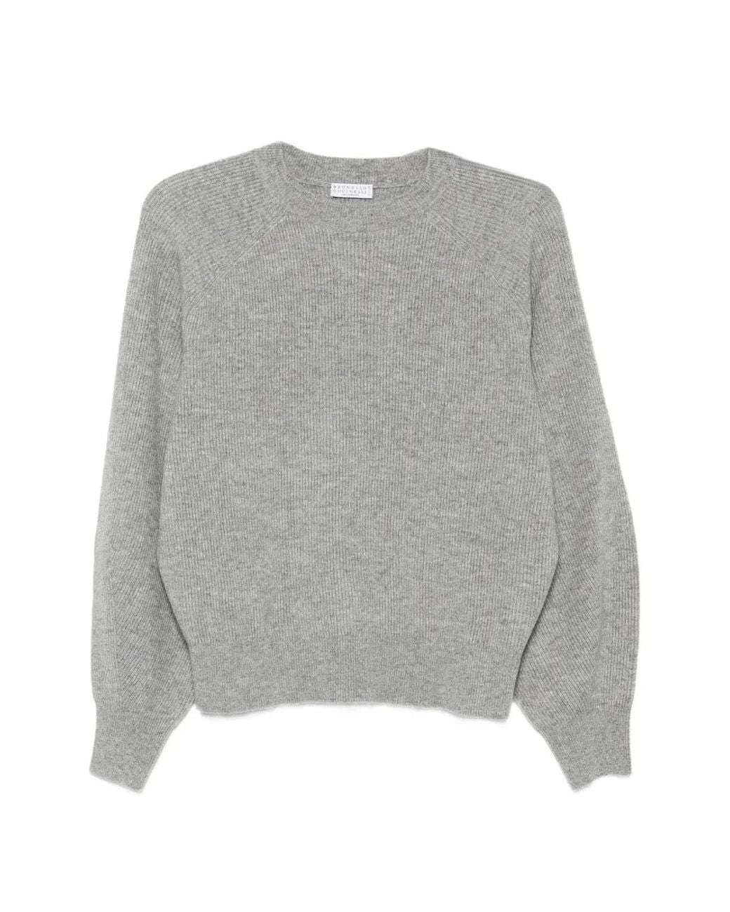 Brunello Cucinelli Gray Raglan-Sleeve Sweater