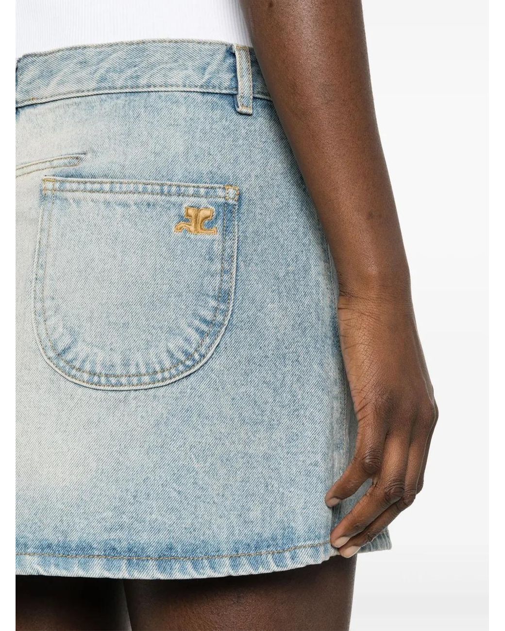 Courreges Blue Thigh-Length Light Denim Mini Skirt