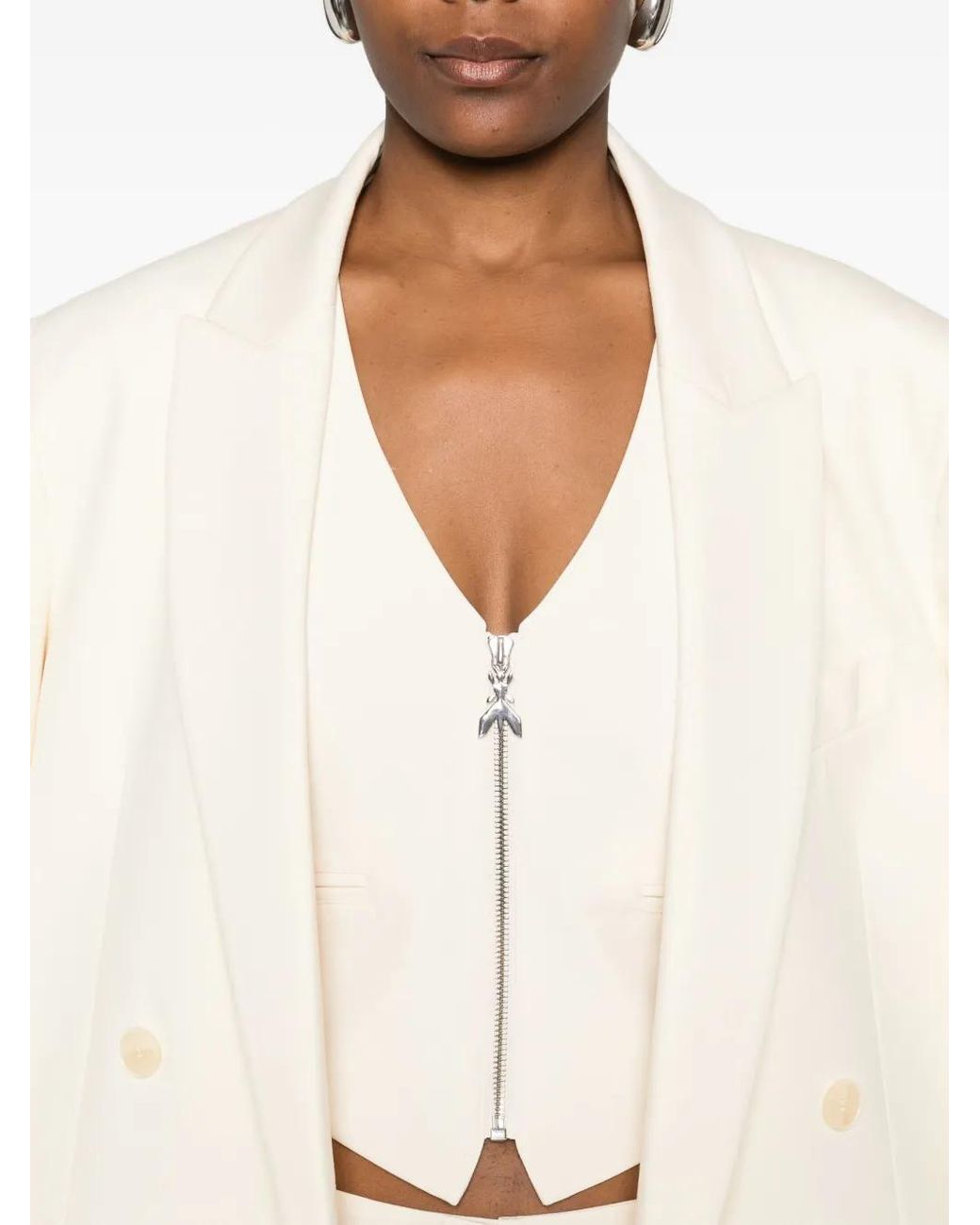 Patrizia Pepe White Zip-Up Waistcoat