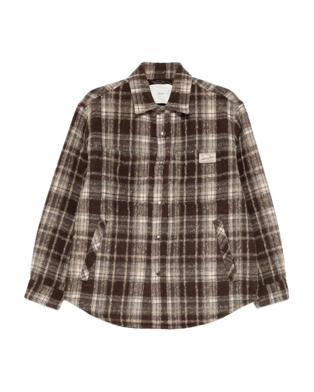 DUNST Brown Checked Patch-Pocket Shirt