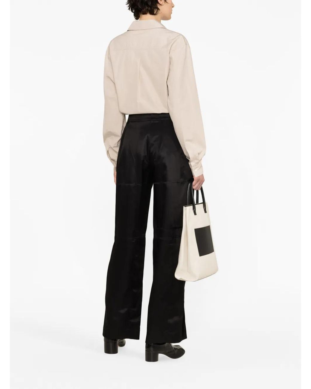 Jil Sander Black High-Waist Straight-Leg Trousers