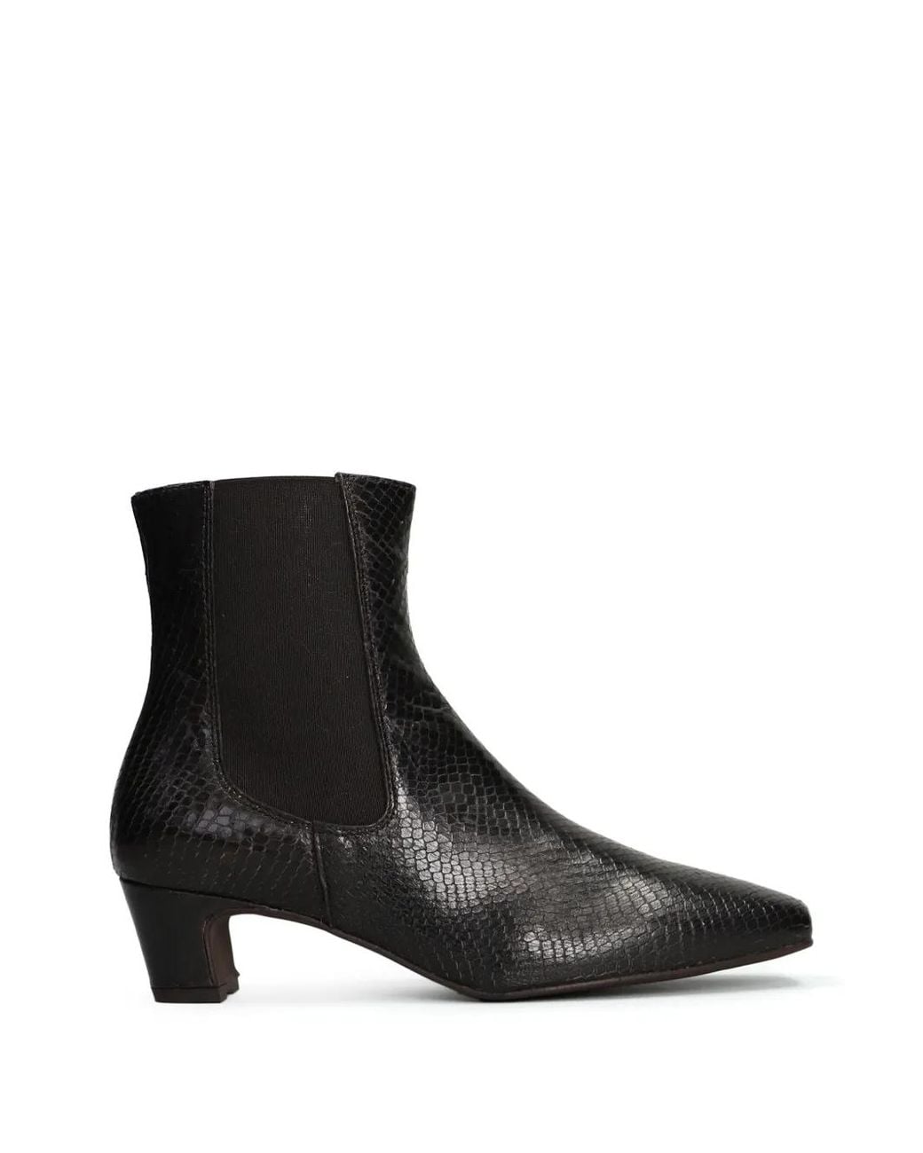 Pedro Miralles Black Snakeskin-Effect Ankle Boots