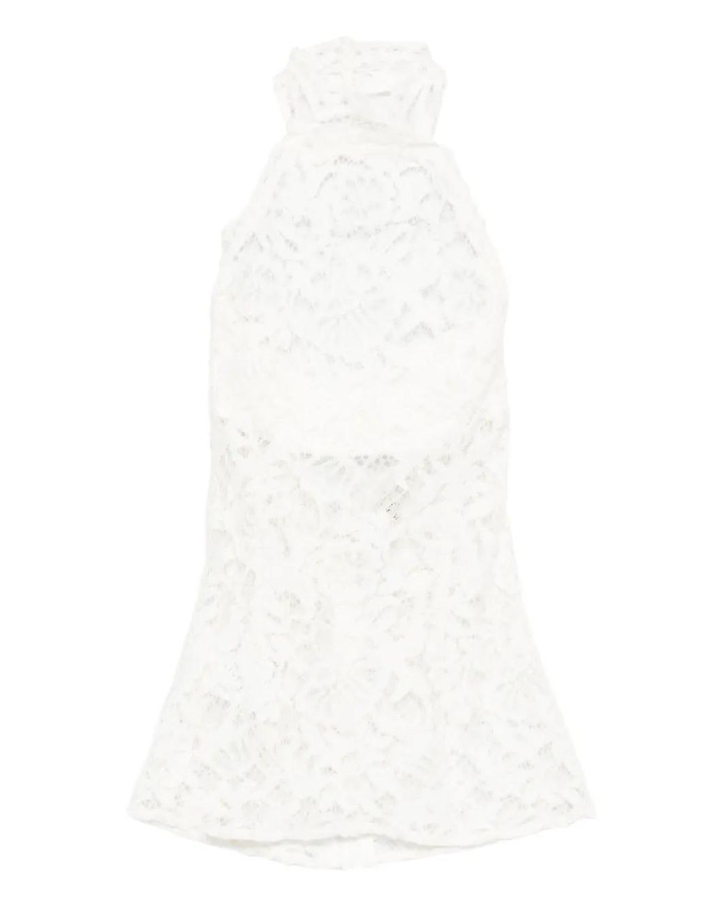 MANURI White Cherie Lace High-Neck Top