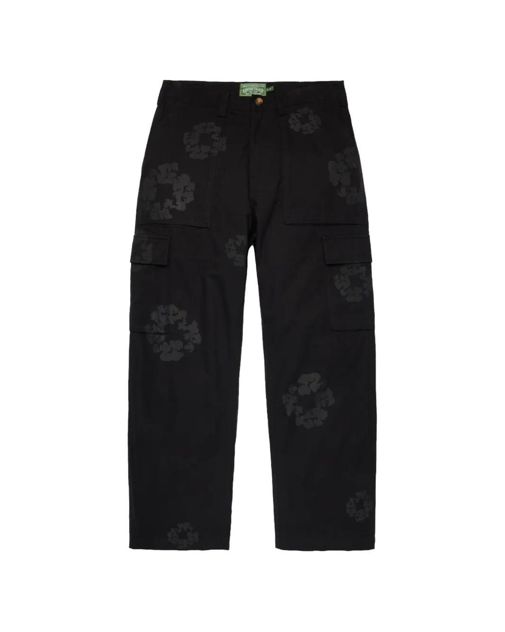 DENIM TEARS Black Mono Wreath Cargo Pants for men