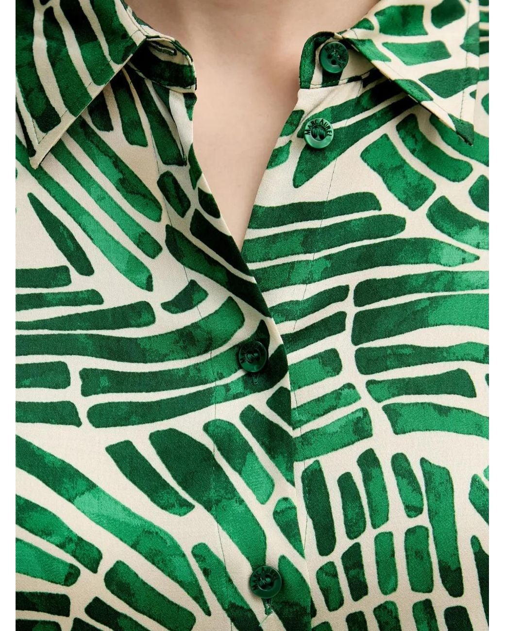 MARC AUREL Green Abstract-Print Button-Up Shirt