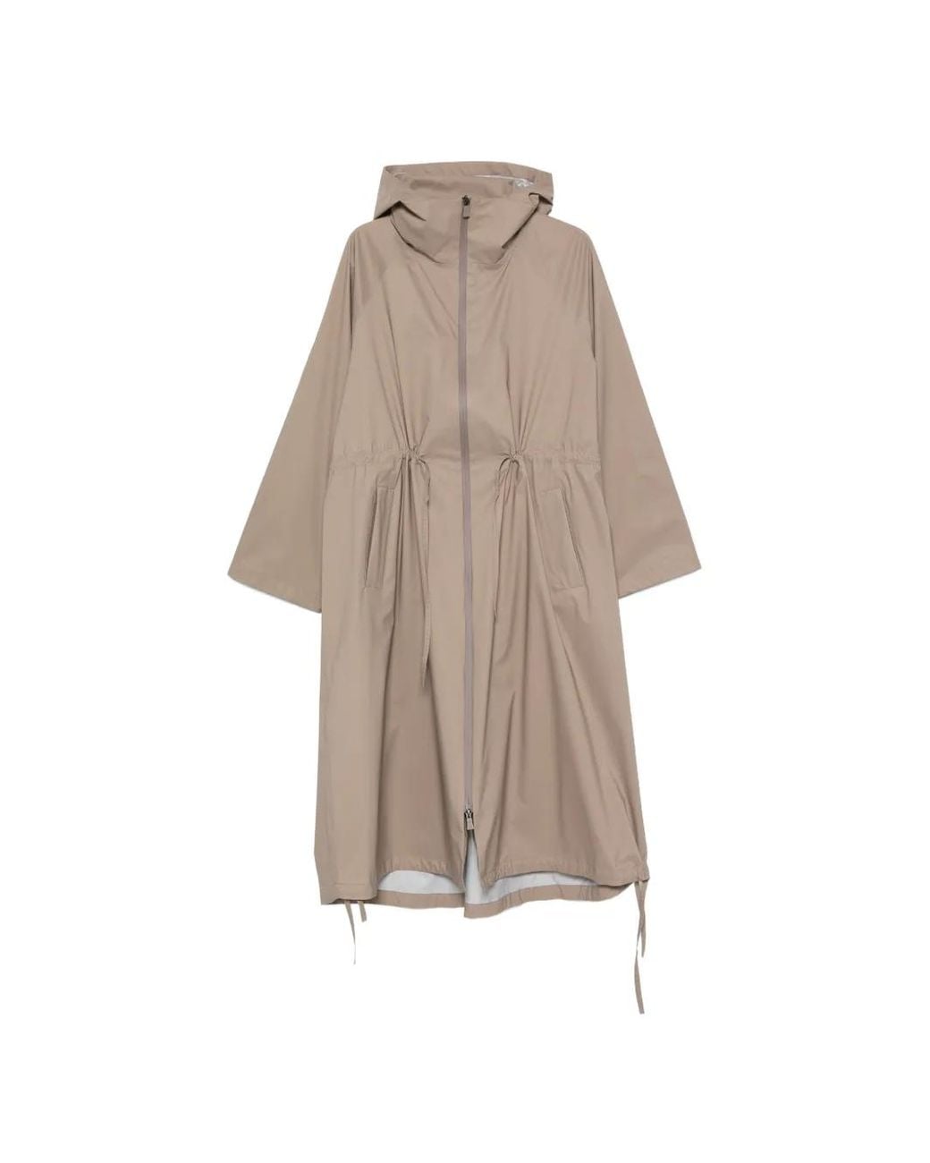 Herno White Drawstring-Waist Hooded Coat