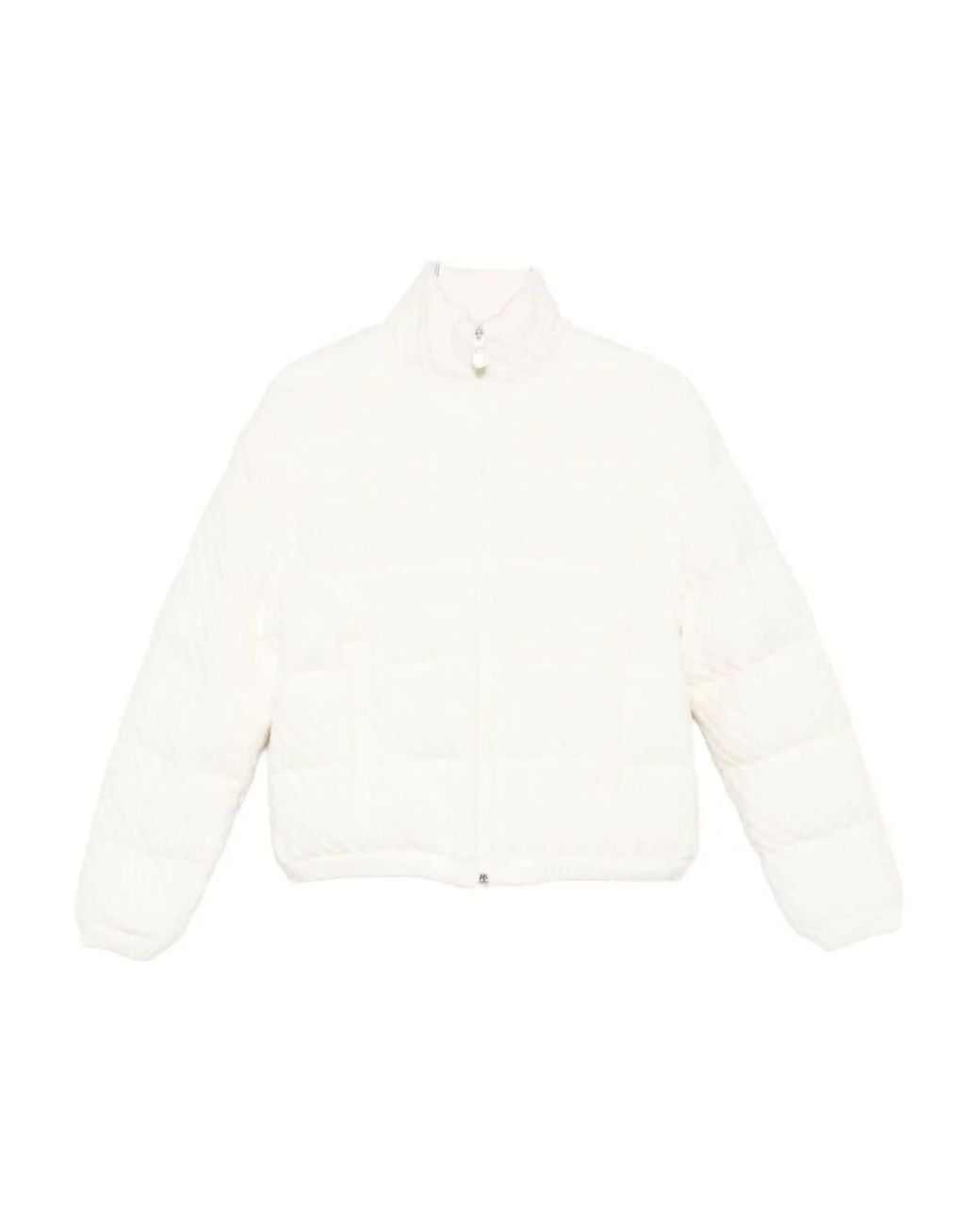 Moncler White Cable-Knit Padded Cardigan