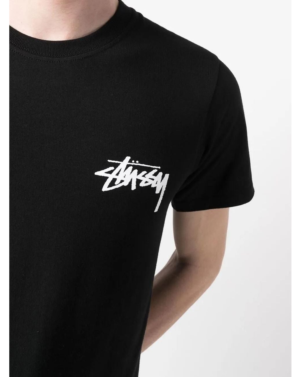 Stussy Black Logo-Print T-Shirt for men