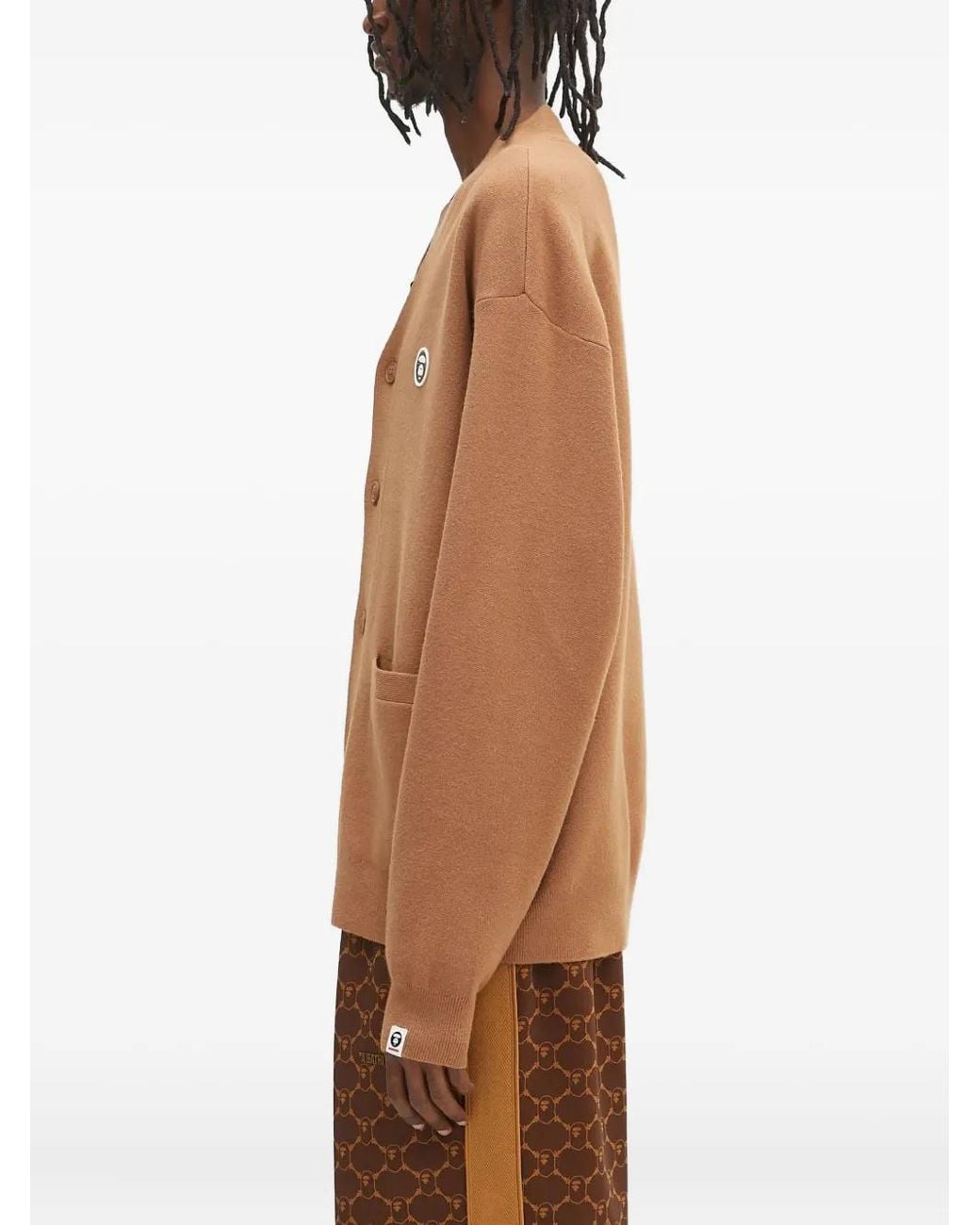 Aape By A Bathing Ape Brown Logo-Patch Cardigan for men