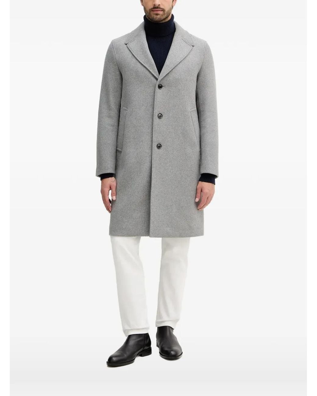 Sisley Gray Single-Breasted Coat for men