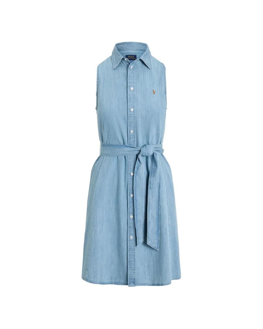 Polo Ralph Lauren Blue Sleeveless Belted Mini Dress
