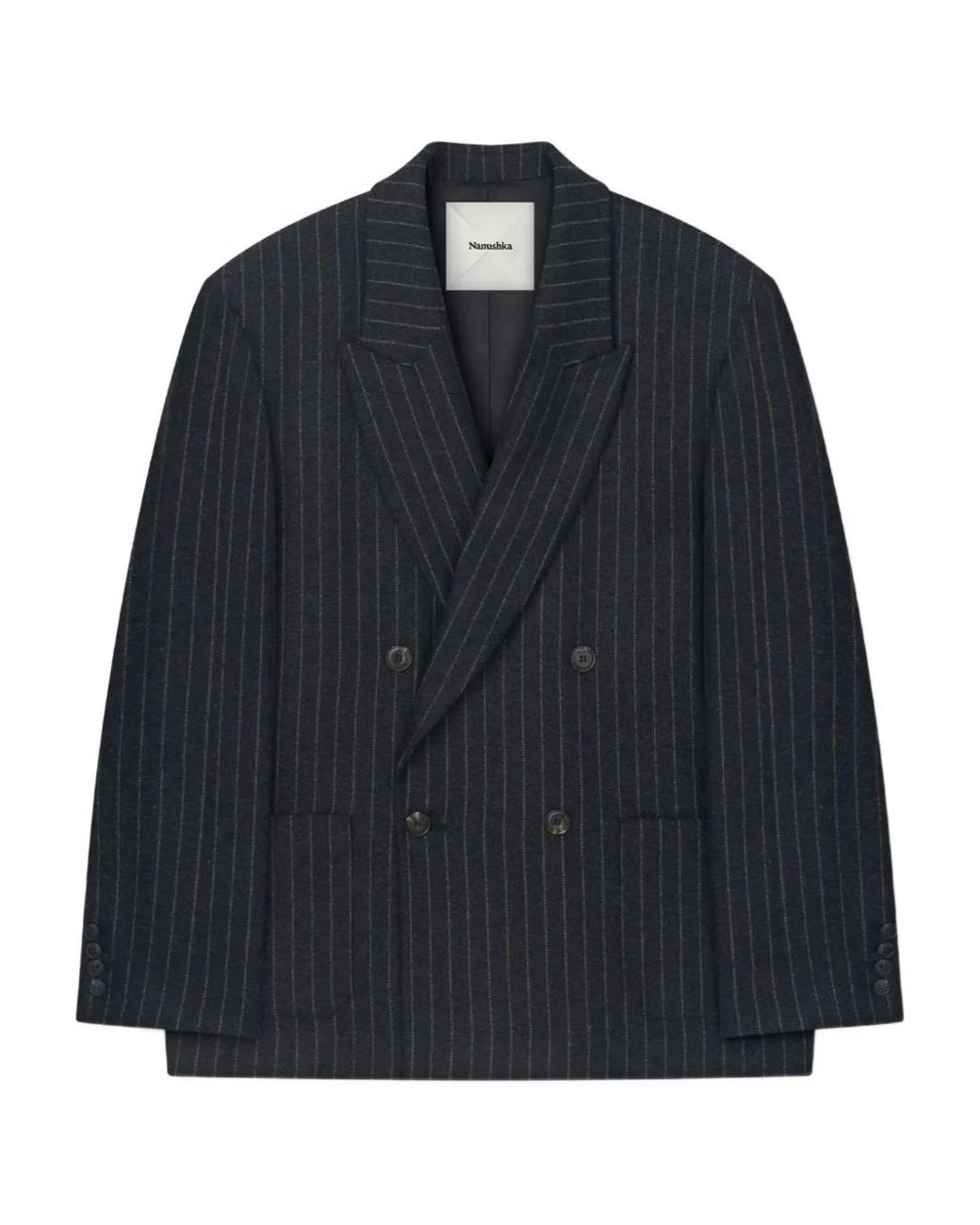 Nanushka Blue Anselm Pinstripe Double-Breasted Blazer for men