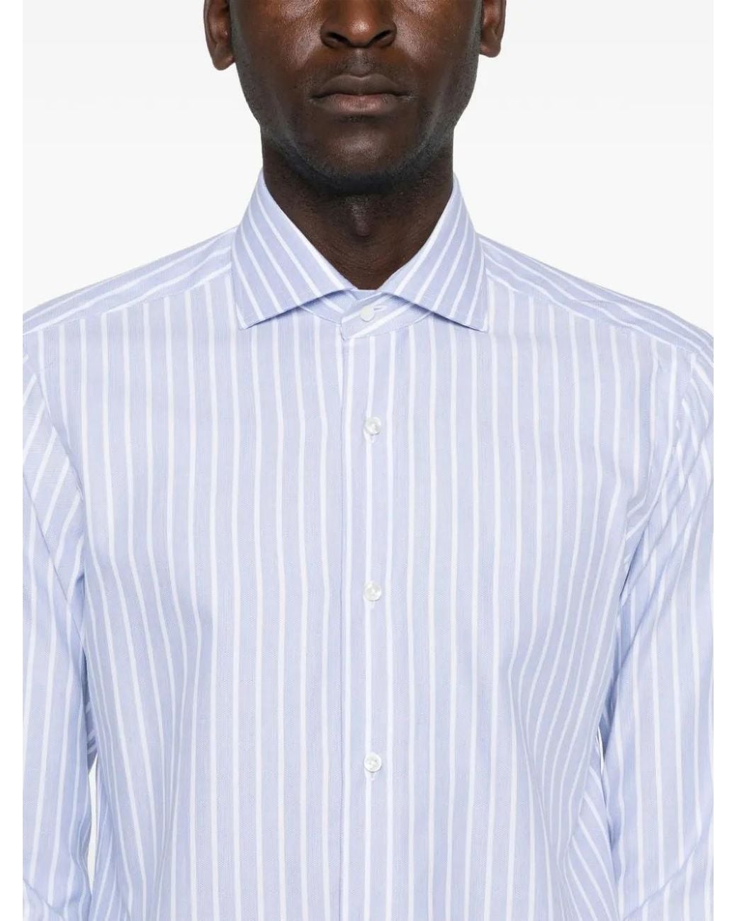 Barba Napoli Blue Striped Shirt for men