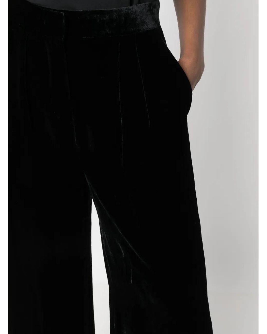 Alberta Ferretti Black Velvet Palazzo Trousers