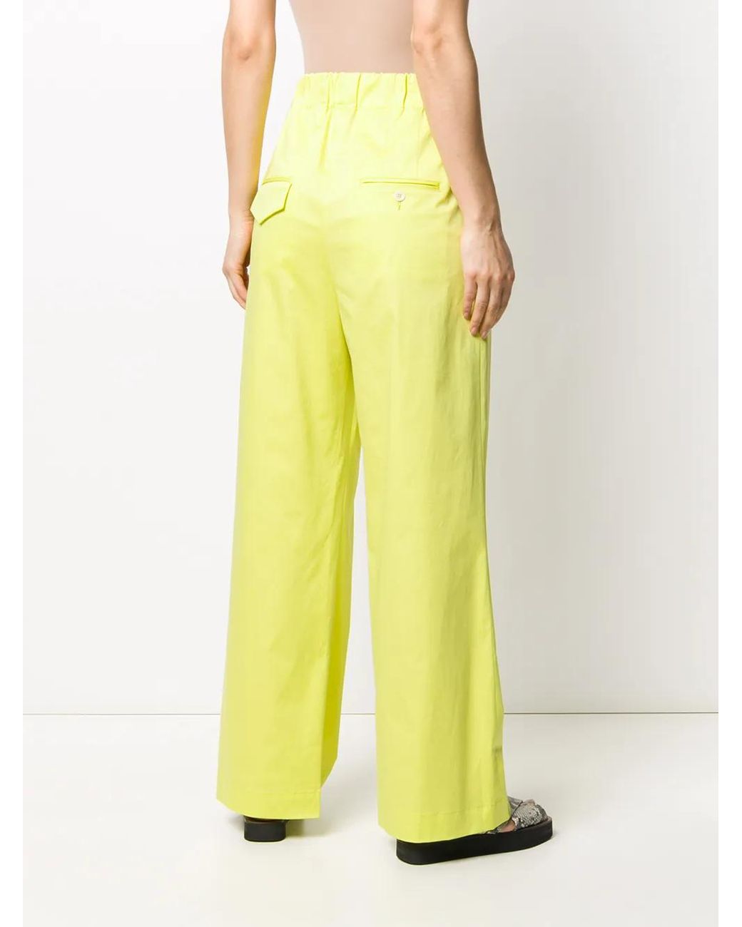 Jejia Yellow Elasticated Wide-Leg Trousers