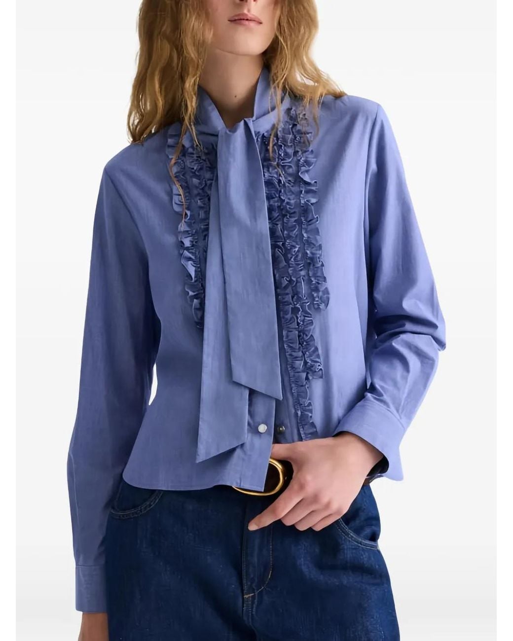 Twp Blue Chemise Connor À Volants