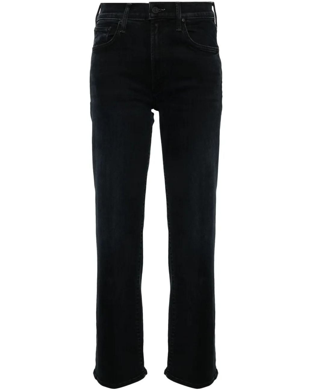 Mother Black Straight-Leg Denim Jeans