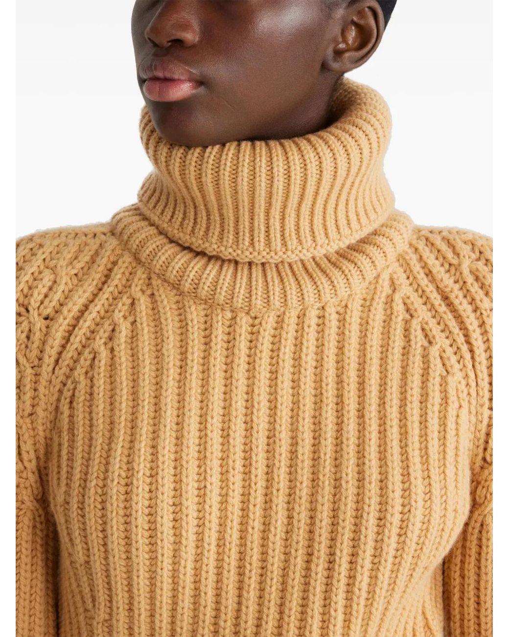 Patou Brown Roll-Neck Merino-Wool Jumper