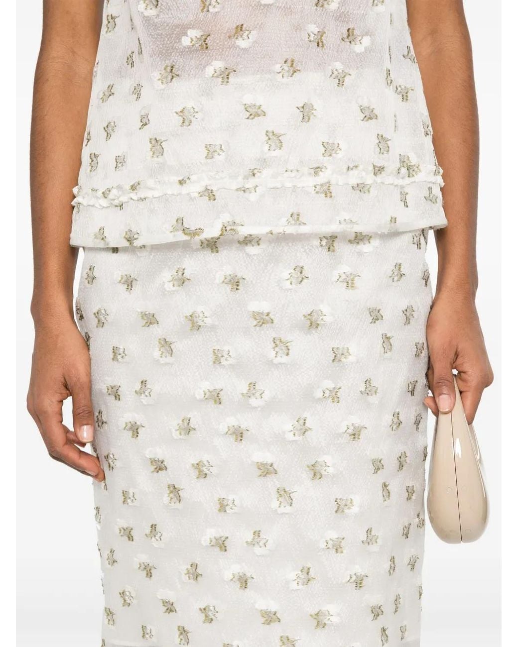 CECILIE BAHNSEN White Allegra Midi Skirt