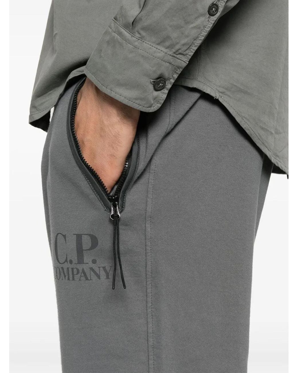 C P Company Gray Logo-Print Sweatpants for men