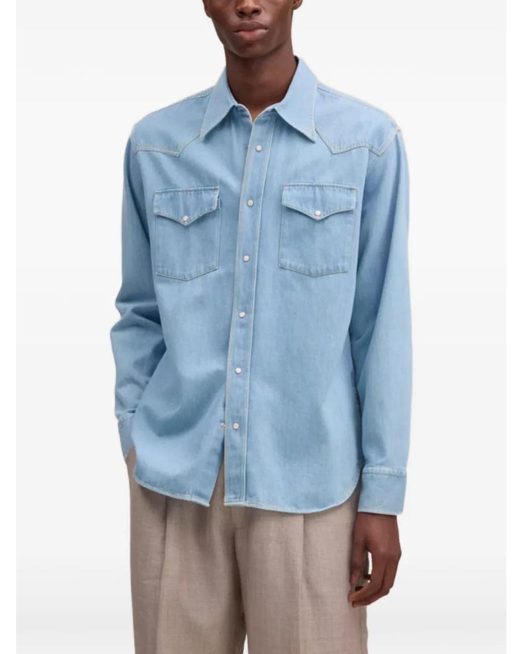 NN07 Blue Ricky Pocket Denim Shirt for men