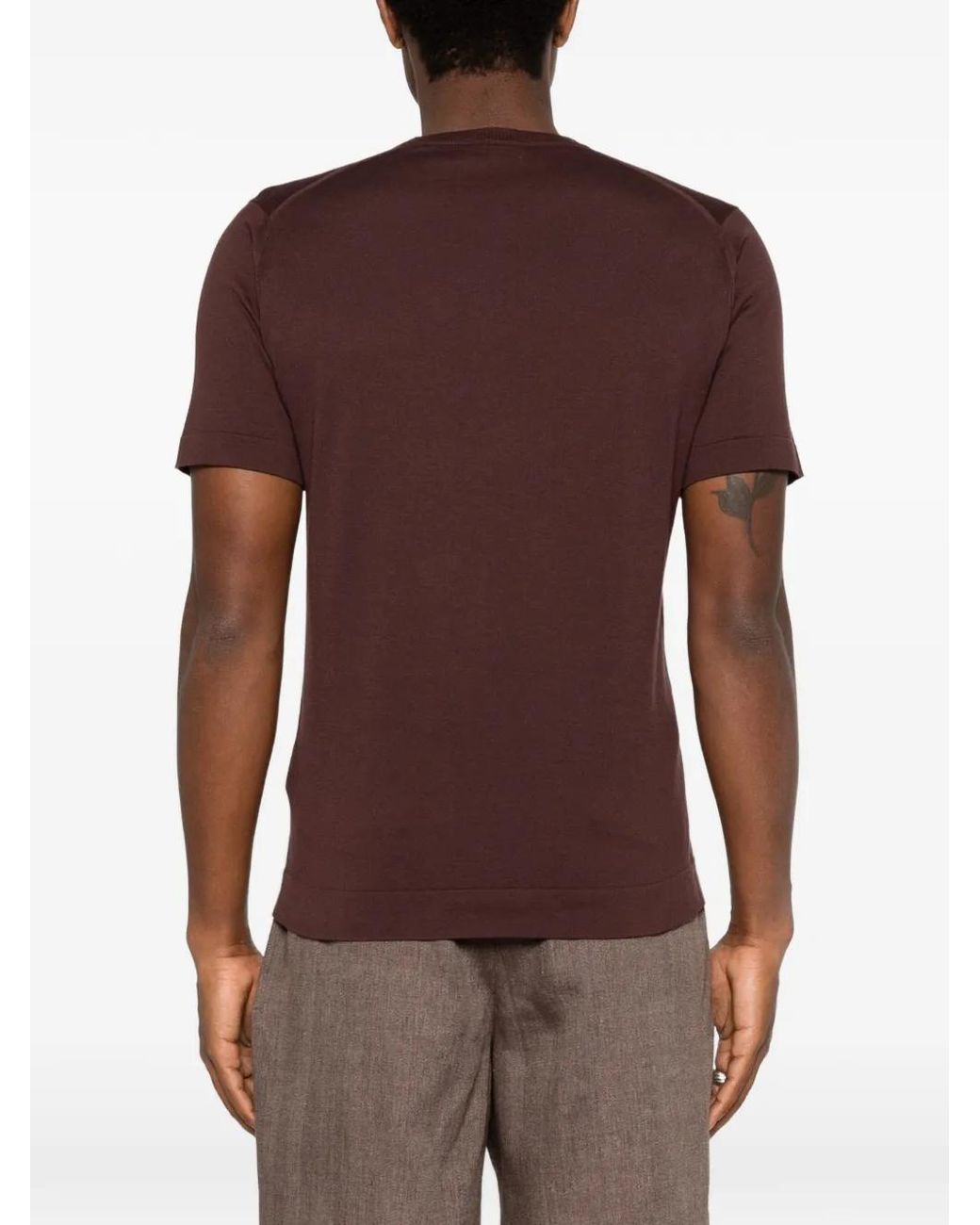 John Smedley Red Lorca Fine-Knit T-Shirt for men