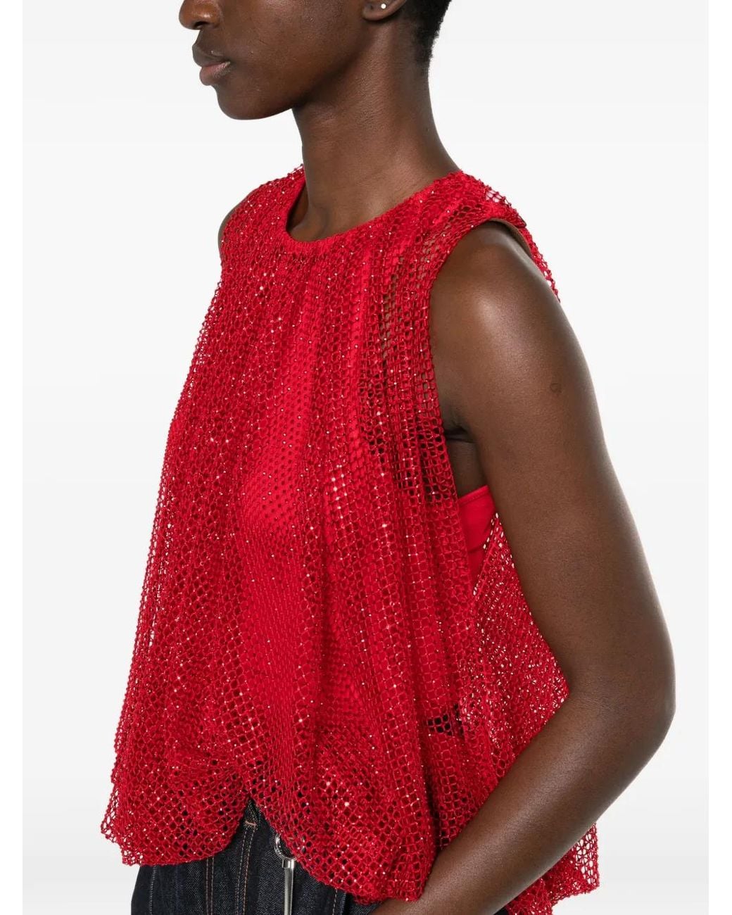 Sportmax Red Mesh Top