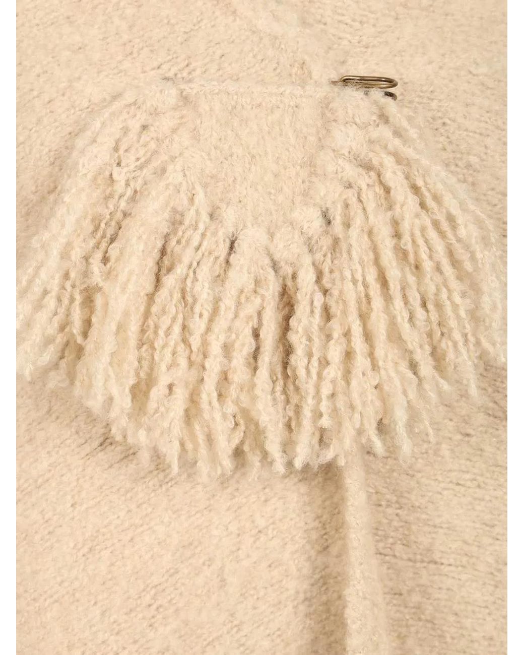 Chiara Is Natural Manta Fringed-Trim Shawl