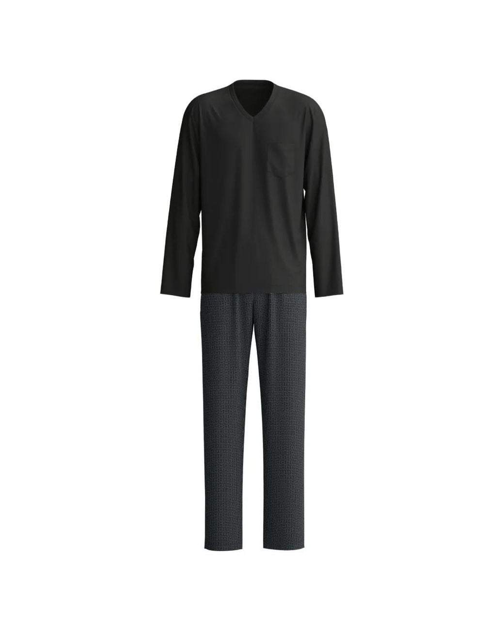 Calida Black V-Neck Pocket Pajamas for men