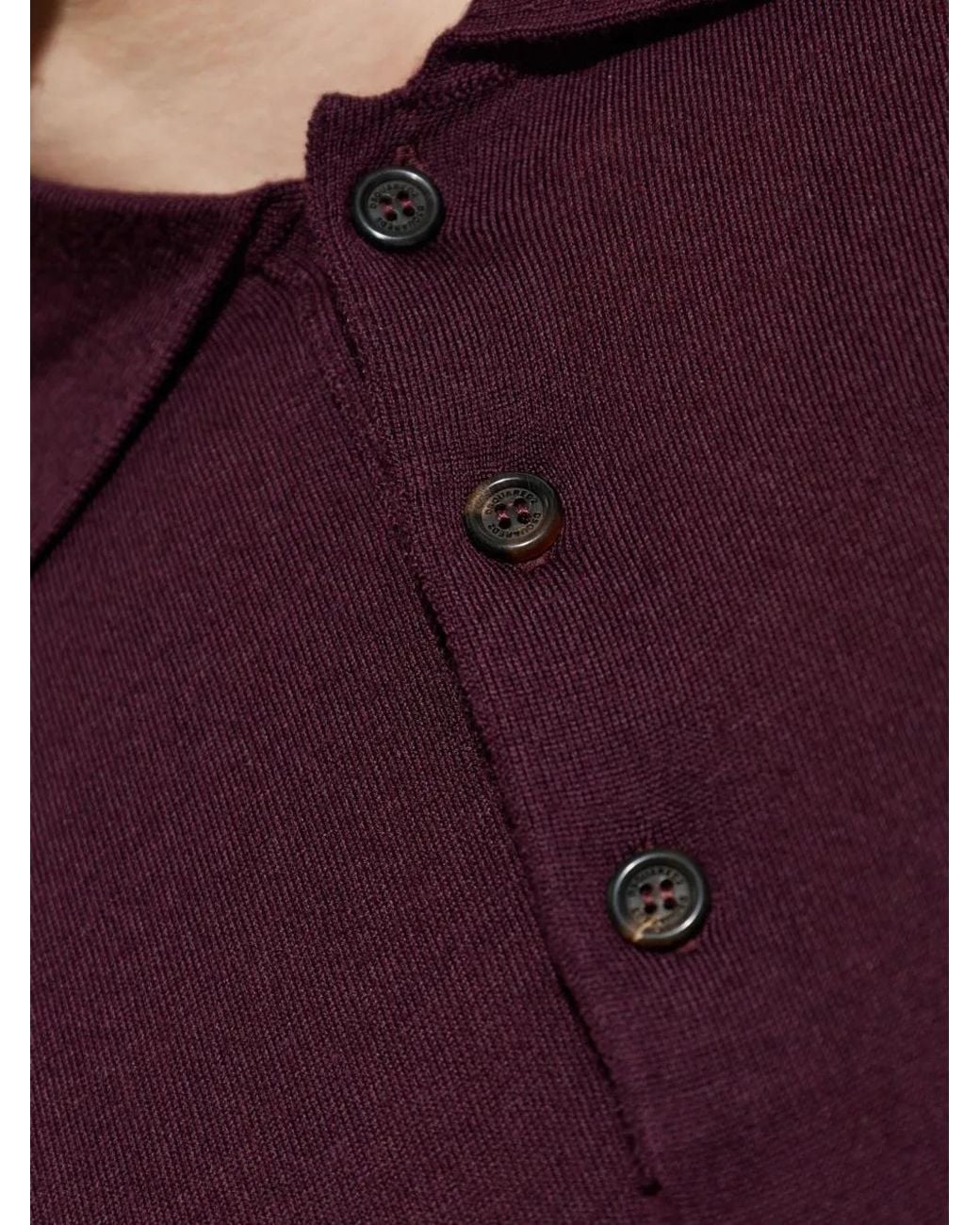 DSquared² Purple Button-Up Polo Sweater for men