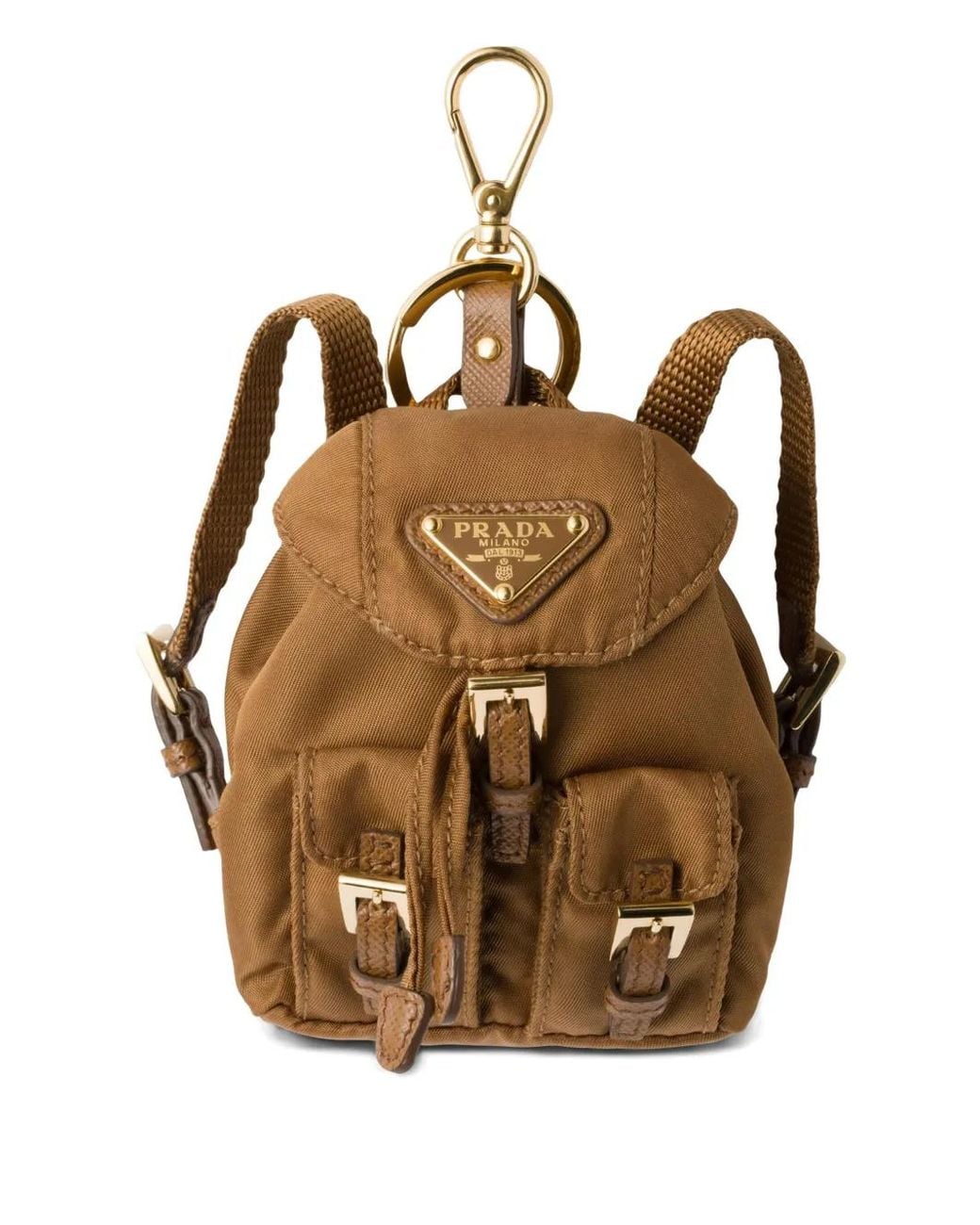 Prada Brown Mini Icon Re-Nylon Keychain Charm