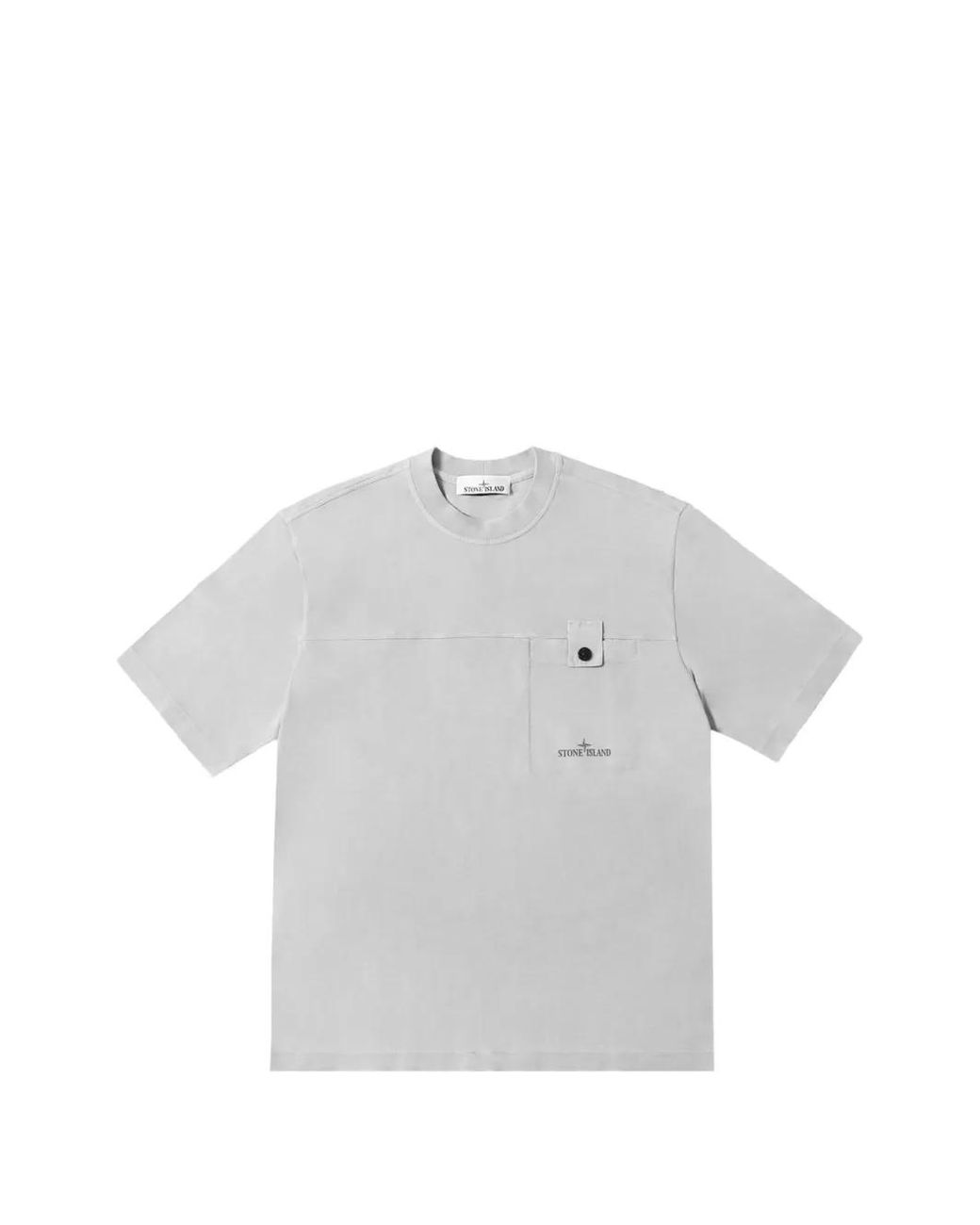 Stone Island White Logo-Print Chest-Pocket T-Shirt