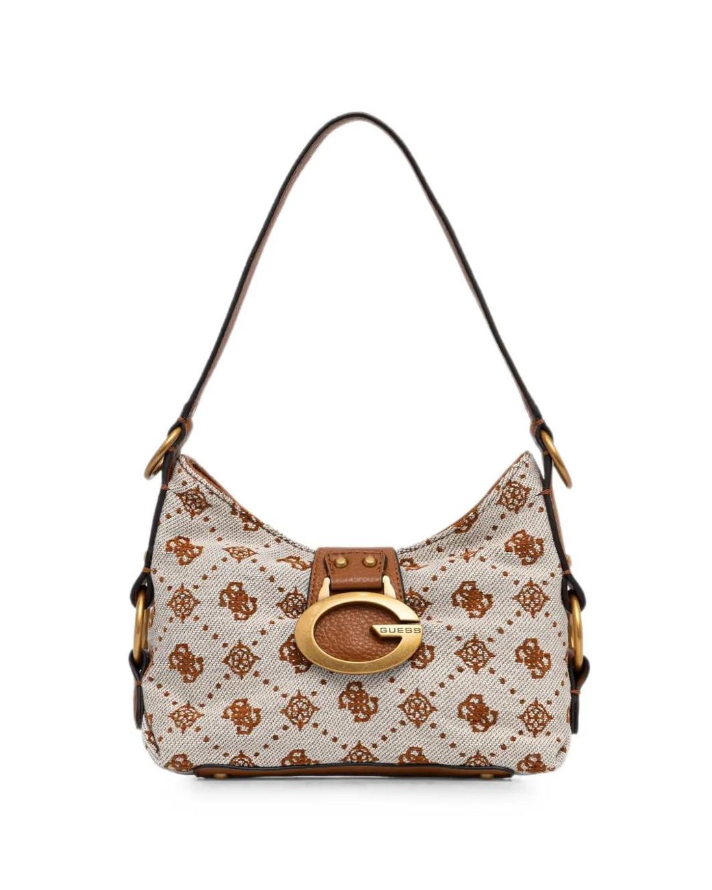 Guess Natural Camden Monogram-Print Buckle-Detail Tote Bag