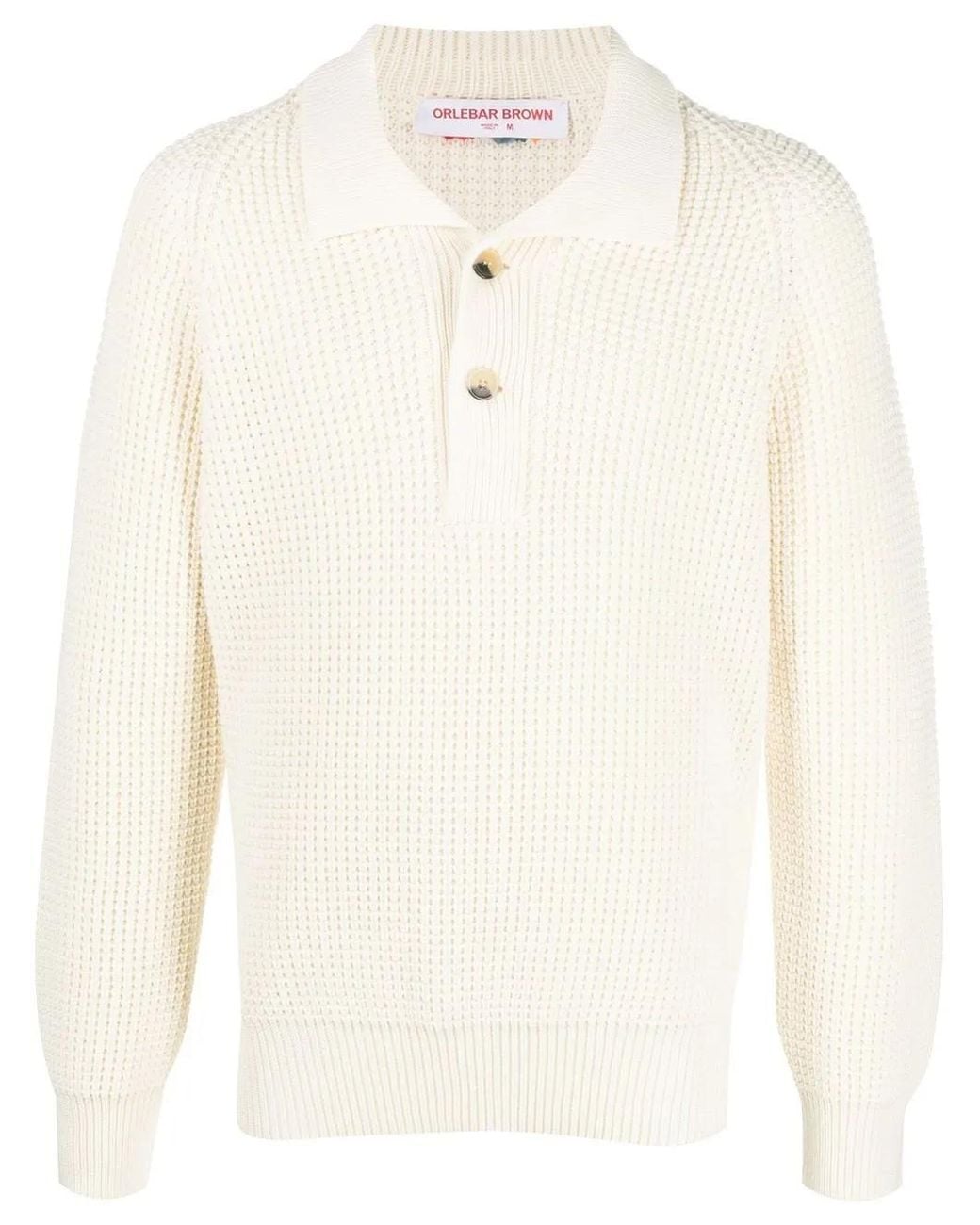 Orlebar Brown White Hindscarth Spread-Collar Jumper for men