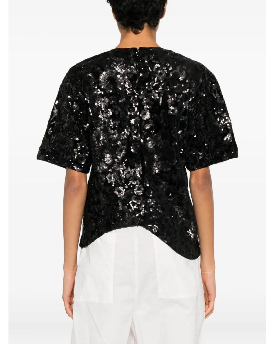 Niccolò Pasqualetti Black Onda Sequinned Asymmetric Top