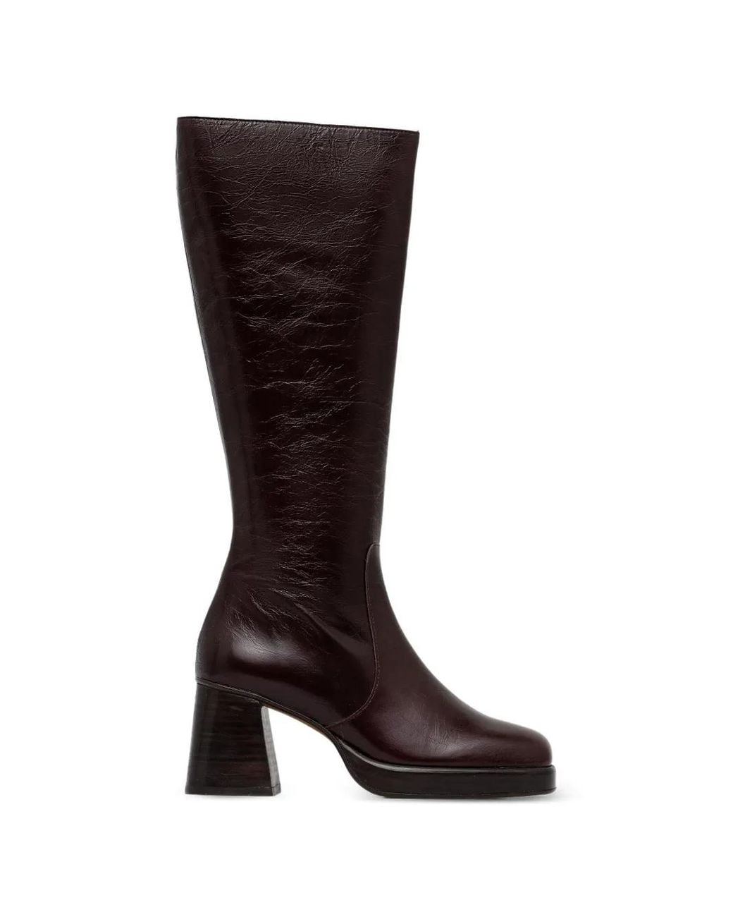 JONAK PARIS Brown Betina Crinkled-Leather Platform Boots