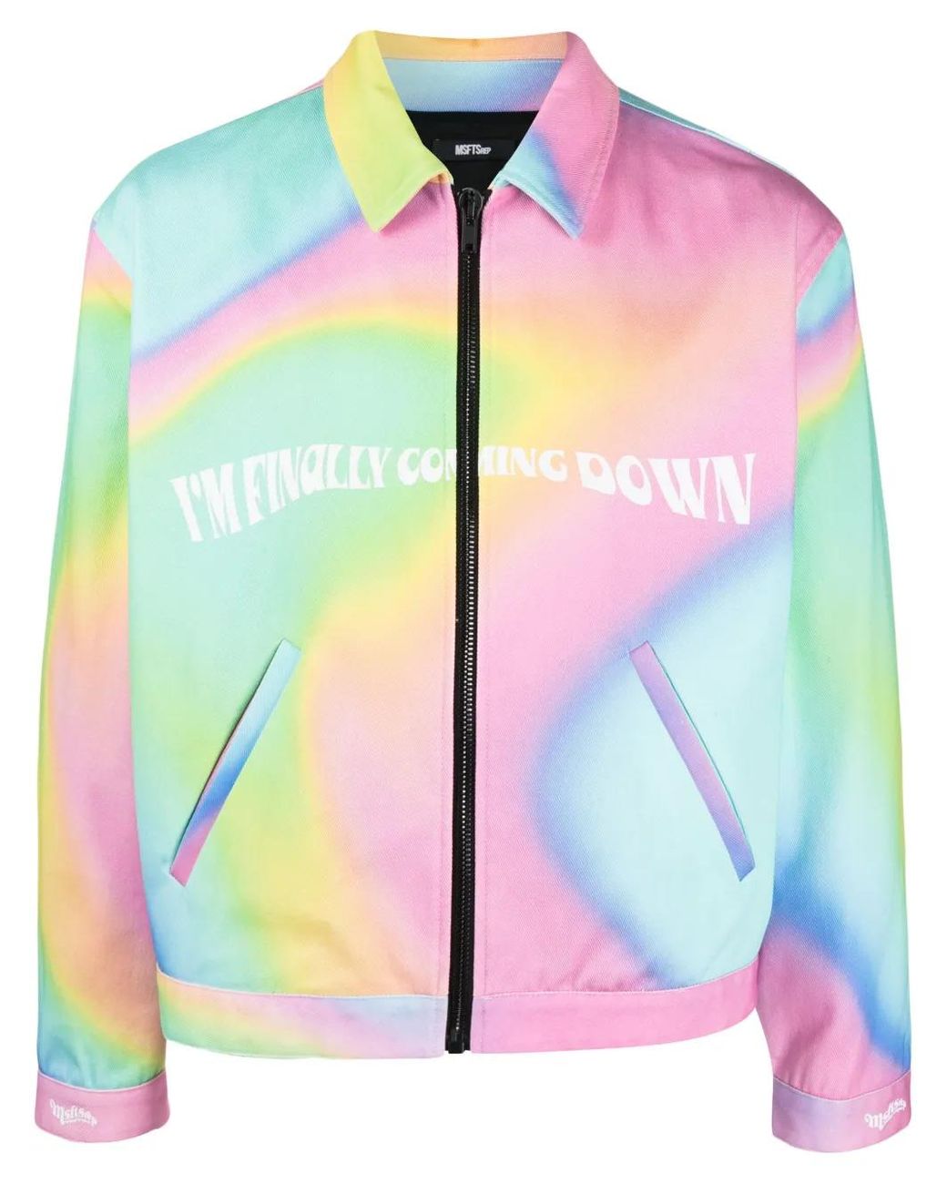 Msftsrep Pink Trippy Summer Slogan-Print Jacket for men