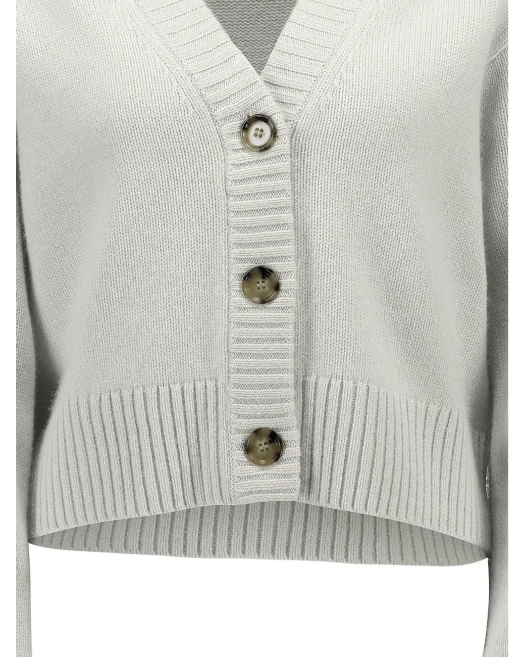 Allude White V-Neck Cashmere Cardigan