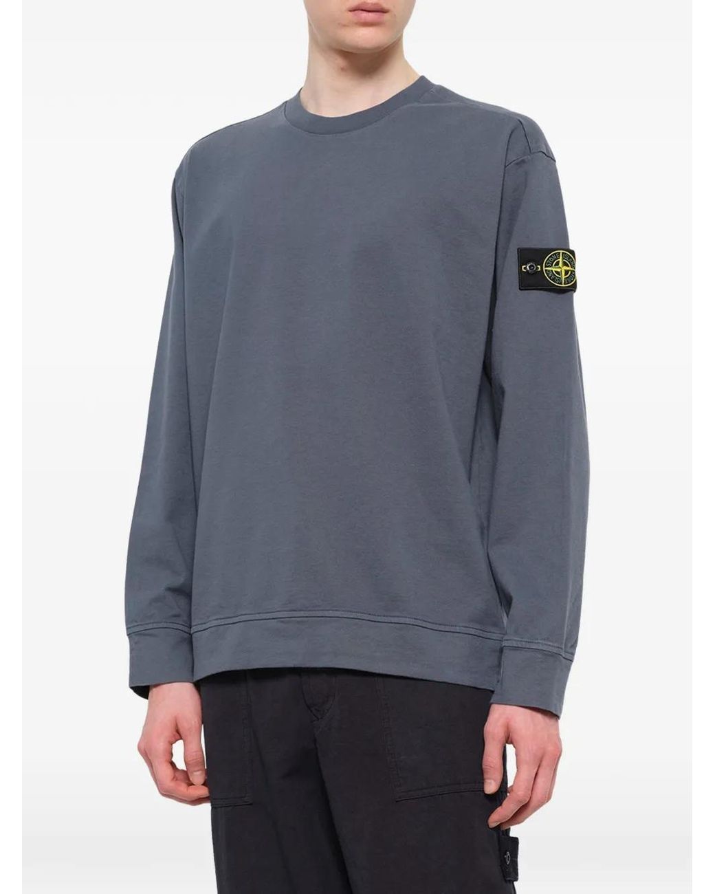 Stone Island Blue 6100057 Heavy Organic-Coton Jersey Sweatshirt for men
