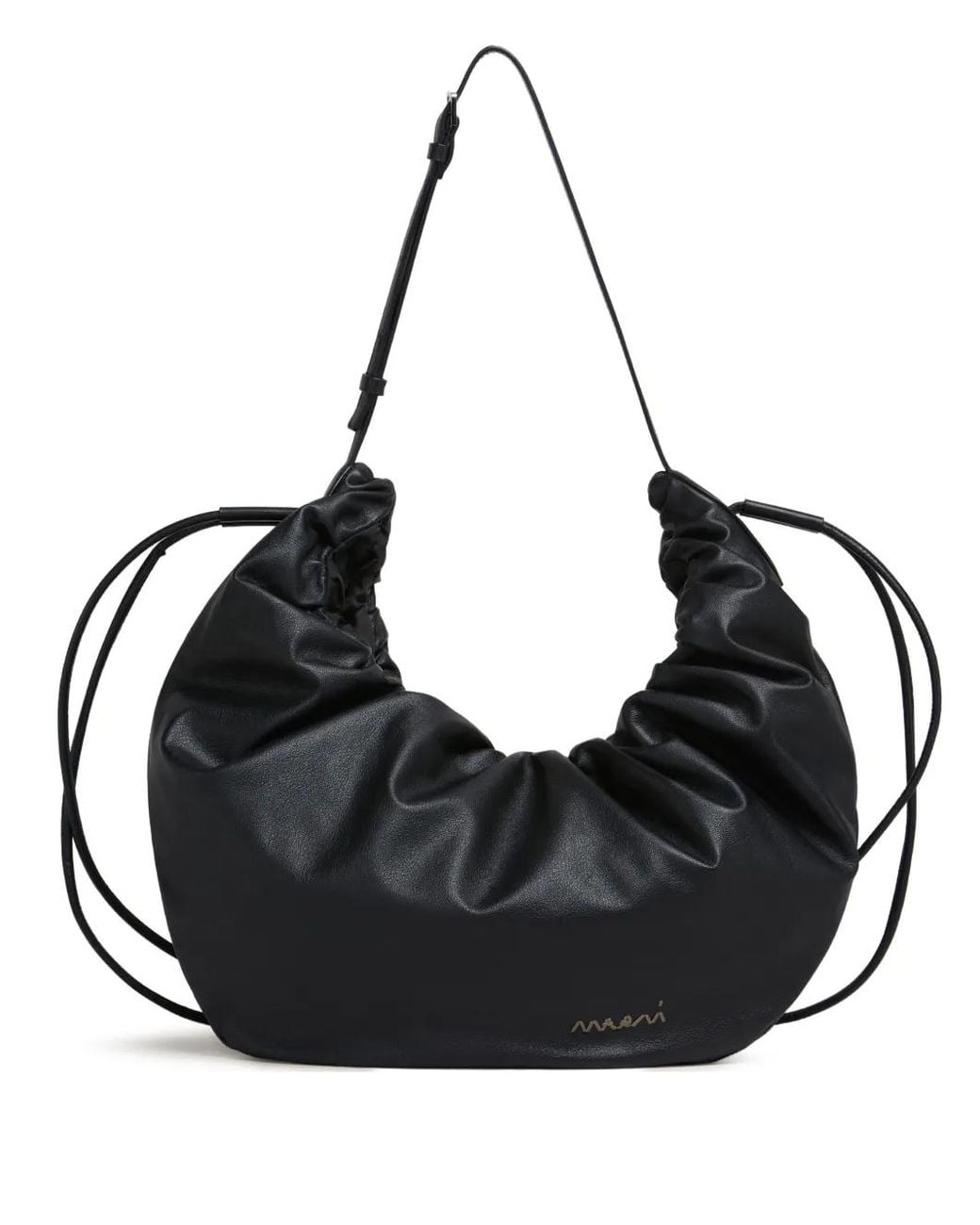 Marni Black Leather Scrunchie Medium Shoulder Bag for men