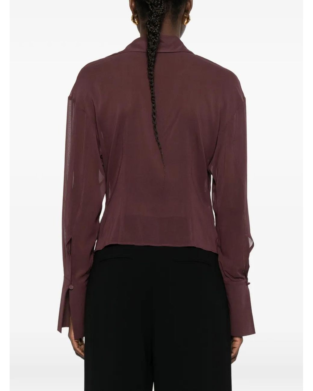 ANDAMANE Purple Cowl Neck Shirt