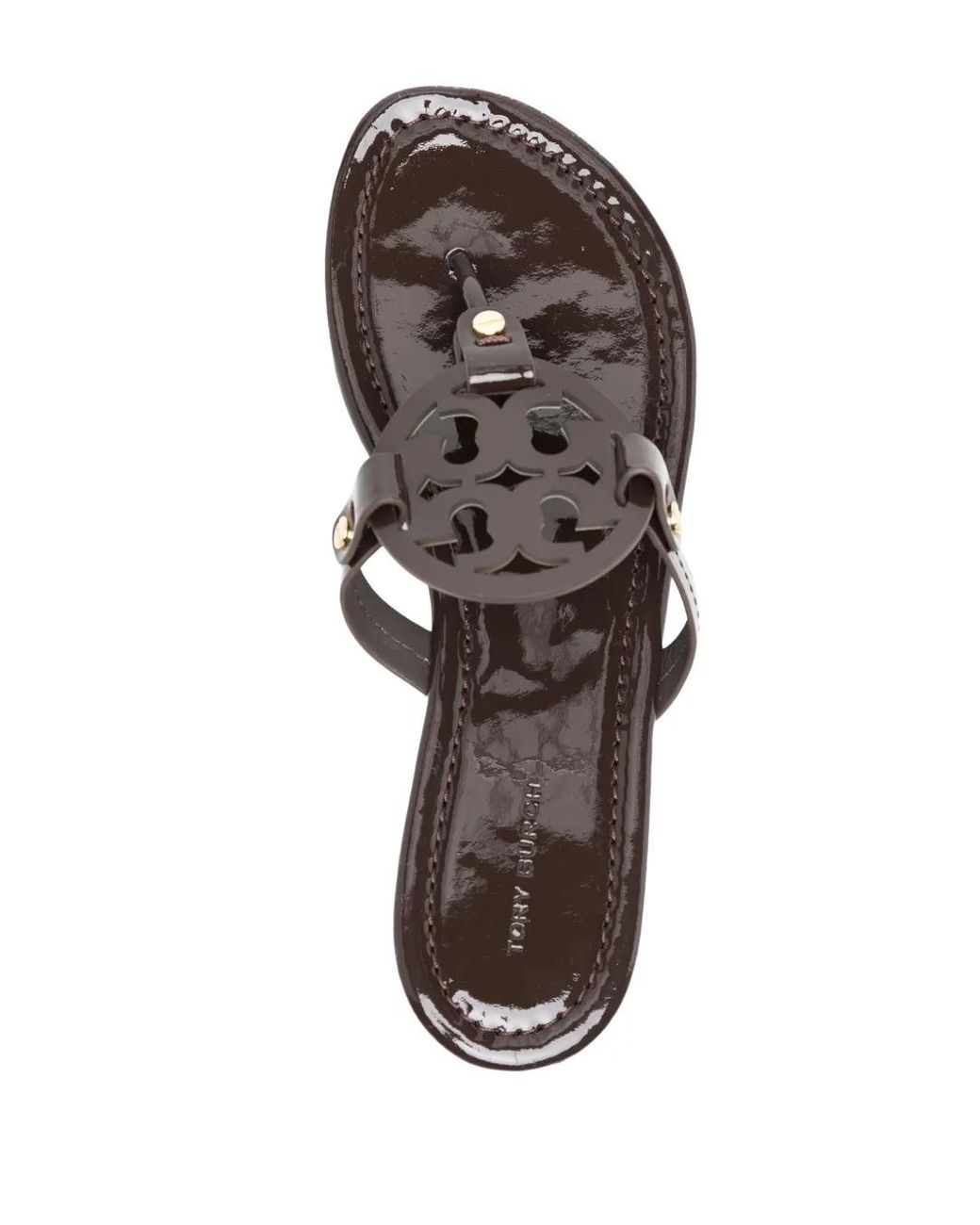Tory Burch Brown Miller Logo-Plaque Leather Sandals