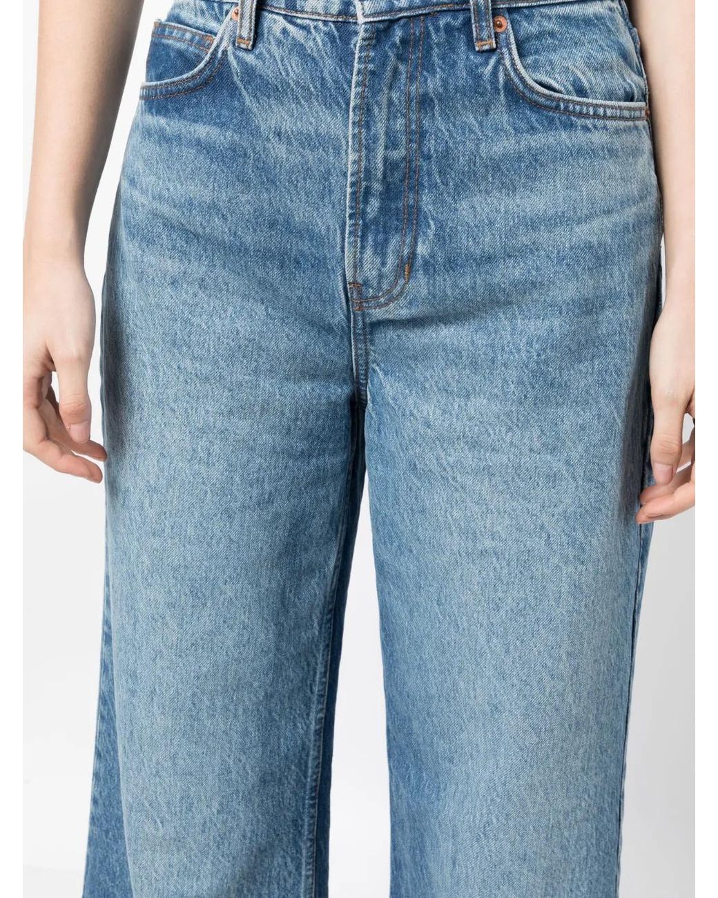 Reformation Blue Cary High-Rise Wide-Leg Jeans