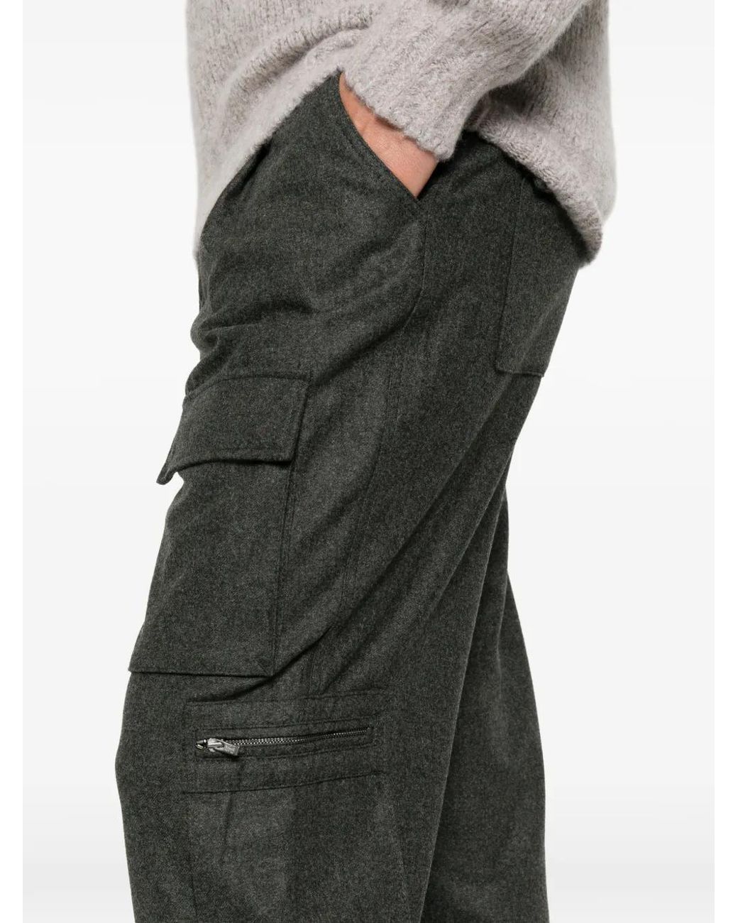 Brunello Cucinelli Gray Pleated Cargo Pants for men
