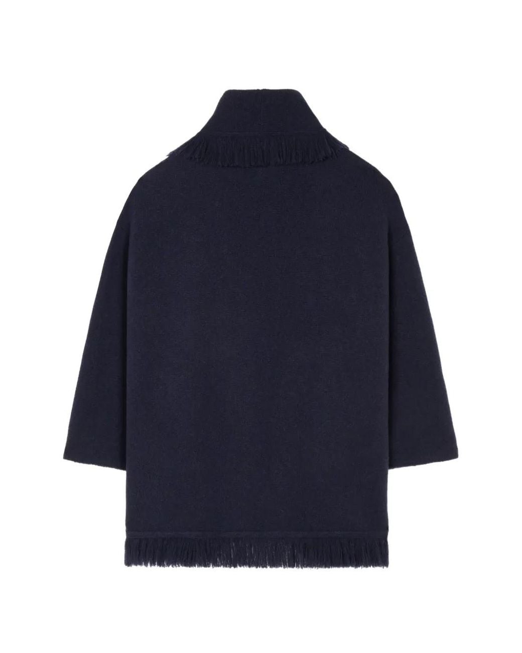 Alanui Blue Fringe-Trim Shawl-Lapel Cardigan