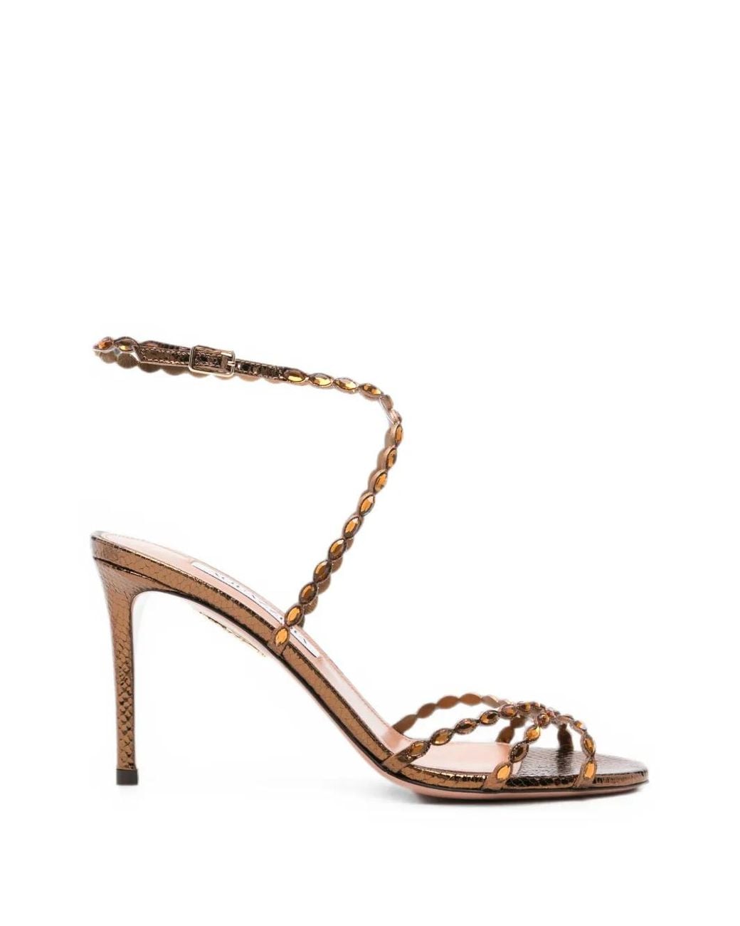 Aquazzura Metallic Love Struck Crystal-Embellished Sandals
