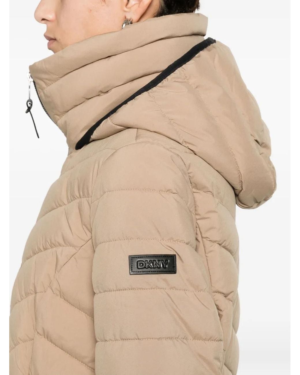 DKNY Natural Quilted Hooded Parka