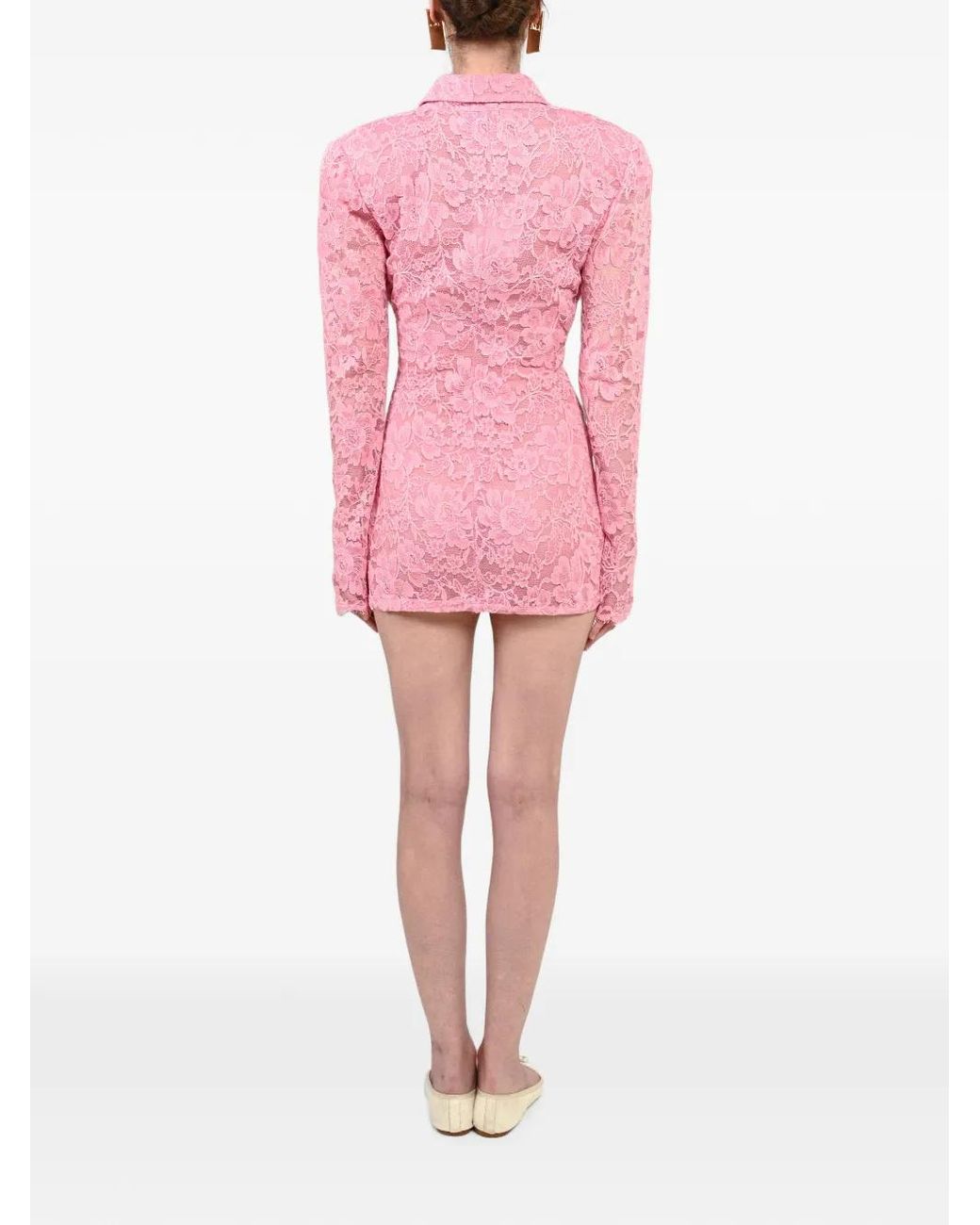 ROWEN ROSE Pink Lace Long-Sleeve Dress