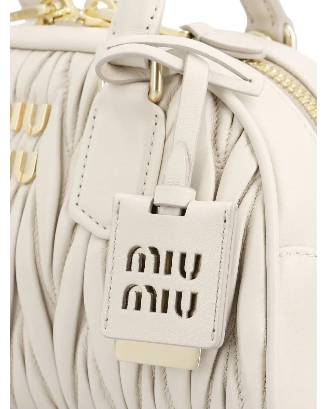 Miu Miu Natural Matelassé Logo-Detail Bag