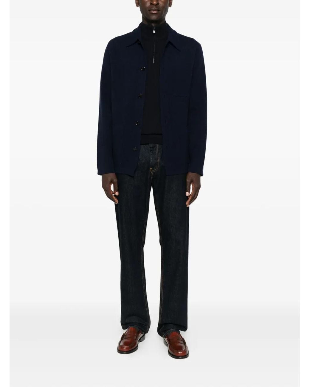 Lardini Blue Patch-Pocket Button Cardigan for men